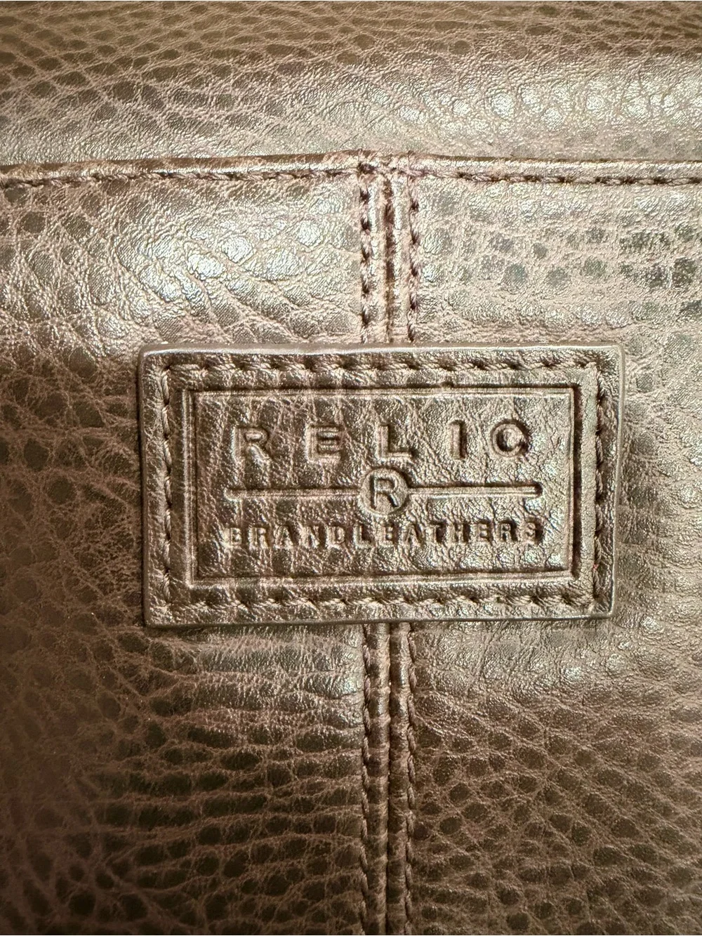 Relic Brown Pebbled Leather Messenger Bag